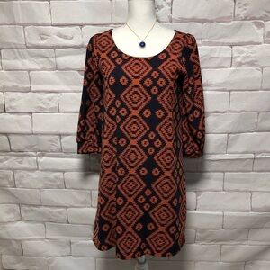 LITA - WOMENS NAVY/RUSTIC AZTEC DESIGN DRESS